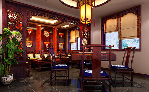 仁寿古典中式风格茶楼包间设计装修效果图